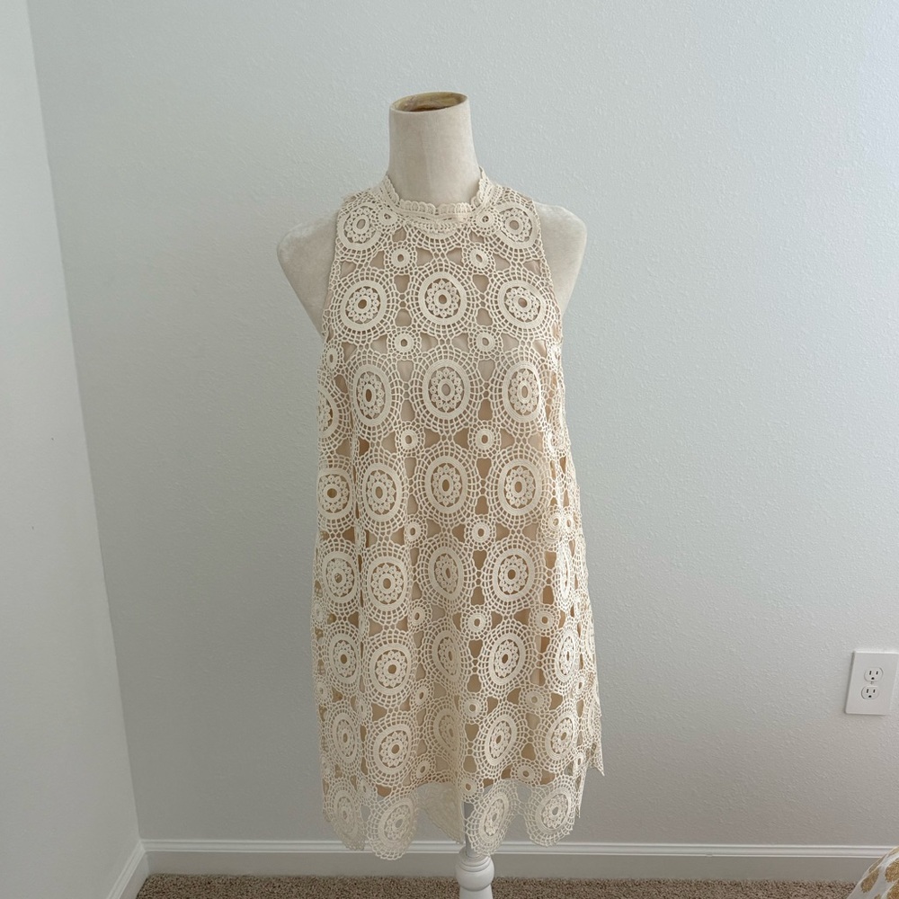 Free People Cream Lace Halter Dress